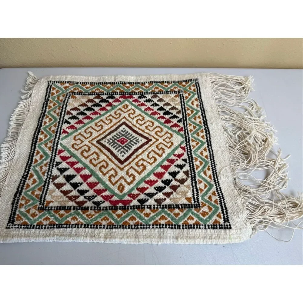 age Handwoven Wool Anatolian/Caucasian Tribal Rug Sampler – Diamond Medallion,